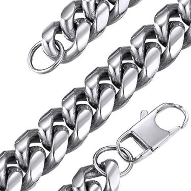 Imagem de Joia GoldChic clássica masculina grossa Miami Cuban/corrente Figaro em aço inoxidável 316l/banhado a ouro 18K/banhado a preto, 3 mm/6 mm/9mm/10 mm/12 mm/14 mm de largura, 14 a 30 polegadas de comprimento