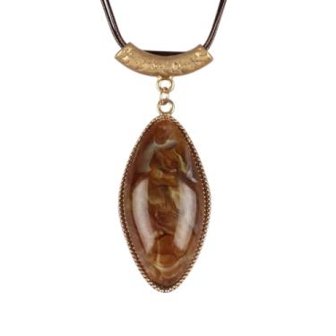 Imagem de joymiao Colar de couro para mulheres, pingente grande, gargantilha hippie, vintage, colar grosso, boêmio, para mulheres, Couro sintético, Sem Pedra Preciosa