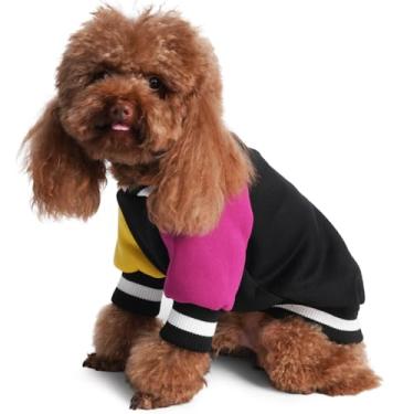 Imagem de GreenJoy Moletom pulôver para cães – Suéteres elásticos para cachorros e gatos, roupas de inverno macias e quentes para cães pequenos, médios e grandes (preto + amarelo + roxo, grande)