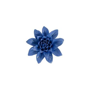 Imagem de Azul royal, Paeonia lactiflora Pall., 7 cm, decoração de flor de parede de cerâmica feita à mão - Arte de flor artificial realista 3D para sala de estar, quarto, decoração de parede de cozinha