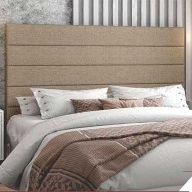 Imagem de Cabeceira Estofada Cama Box Queen 1,60 Lisboa para Quarto em Veludo Castor - Larbelle