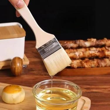 Imagem de Pincel de pastelaria, escova de assar cerdas e alças de madeira, para churrasqueira de cozinha de restaurante, marinada, manteiga, ovo, alimento, utensílio culinário (pequeno)