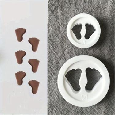 Imagem de 2 peças de biscoitos de chocolate decoração de bolos molde em relevo ferramentas de cozimento forma de pés de bebê molde de bolo fofo