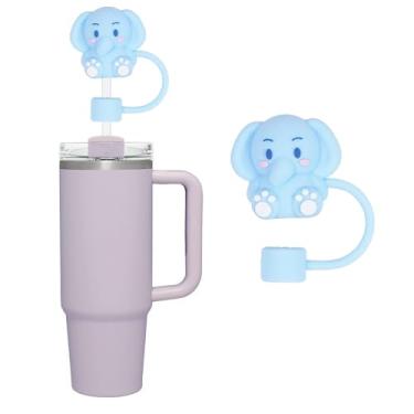 Imagem de Topo de palha de silicone elefante azul, capa de canudo para copo Stanley, acessórios de copo, 30 e 1,134 g 0,4 polegadas/10 mm tampas de ponta de canudos, canudos, canudos reutilizáveis PD015