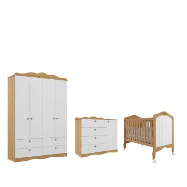 Imagem de Quarto Bebe Completo Permobili Provençal Encanto MDF, Nature Branco