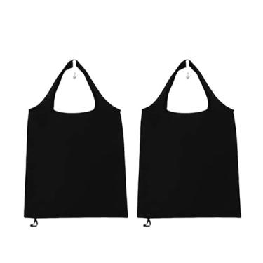 Imagem de 2 peças de sacolas de supermercado reutilizáveis faça-você-mesmo a granel, sacolas de compras, laváveis na máquina, sacolas resistentes para cozinha, alças dobráveis para compras