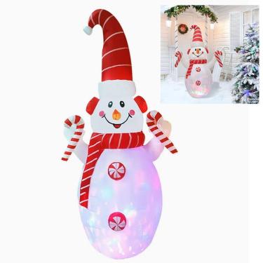 Imagem de Boneco de Neve Inflavel Natal Iluminado Natalino Grande Decoraçao Festa Jardim Casa Quintal Loja Comercio Shopping