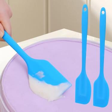Imagem de Espátula pequena de silicone para bolos, biscoitos, pastelaria, alça transparente, ferramentas de cozimento em creme, para casa, azul