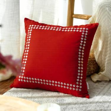 Imagem de Capa de almofada de veludo macia de cor sólida decorativa com zíper para sofá sofá cama cadeira sala de estar casa