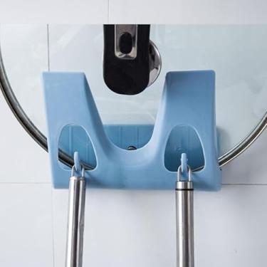 Imagem de Organizador universal de tampa de panela para gabinete, organizadores de tampas de panela, suporte de parede para porta interna, rack de armazenamento superior (azul)