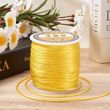 Imagem de 1 rolo de fio de nylon de 1 mm, cordão de cetim de rabo de rato, material para fazer você mesmo, cordão de nylon para colar, pulseira, joias, artesanato feito à mão, 70 m)/rolo (cor dourada)