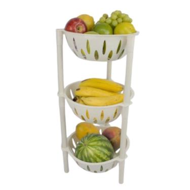 Imagem de Organizador Cesto Fruteira Multiuso 3 Andares Redondo Branco