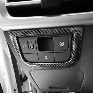 Imagem de YOUTOOCAR Tampa da peça de ajuste da lâmpada dianteira do automóvel compatível com acessórios Hyundai Tucson 2025 (padrão de fibra de carbono)