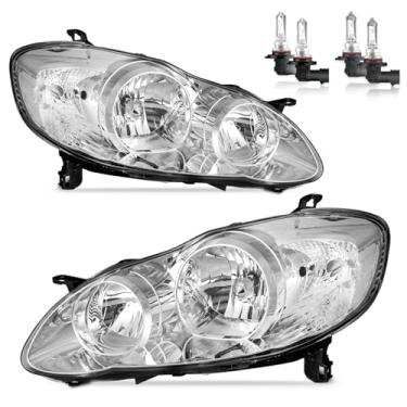 Imagem de ROADEAL Faróis com lâmpadas para Toyota Corolla 2003 2004 2005 2006 2007 2008 farol de halogênio substituição lado do motorista e do passageiro