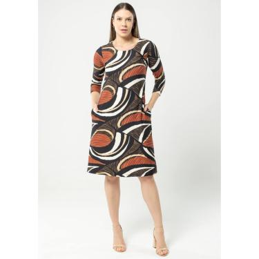 Imagem de Vestido 3/4 Pau a Pique Estampado Preto