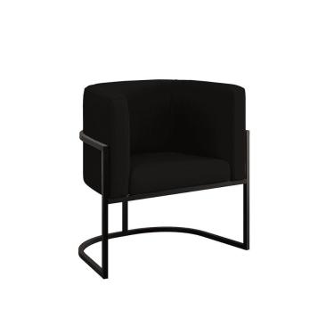 Imagem de Cadeira Poltrona Lua Moderna Veludo Base De Metal preto Preto