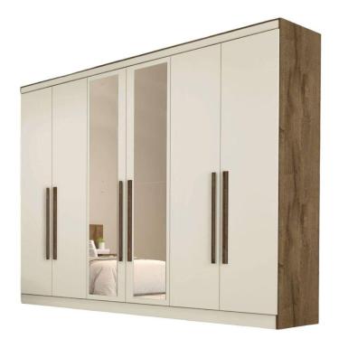 Imagem de Guarda Roupa Oslo 6 Portas 6 Gavetas 100% Mdf Espelhado Brauna-off White