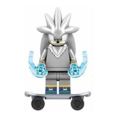Imagem de Boneco Blocos De Montar Silver Skate Sonic The Hedgehog