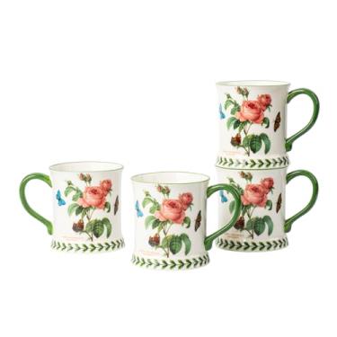 Imagem de ONECCI Conjunto de canecas de café pastoral de 118 a 430 g de porcelana de grande capacidade para chá, latte, cacau - seguro para lava-louças e micro-ondas, ótimo presente de inauguração de casa