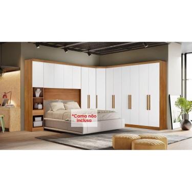 Imagem de Quarto Rizon 5 Peças (1 Armário Ponte 1 Closet 2 Guarda Roupas 1 Complemento) Freijo Cumaru C- Fendi