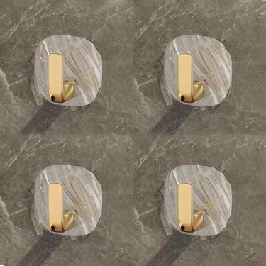 Imagem de Gancho adesivo luxo sem furar parede para pendurar toalha objetos((4 Gancho) DOURADO)