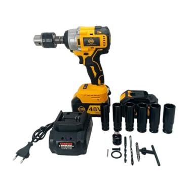 Imagem de Parafusadeira Furadeira De Impacto 48V Profissional 2 Baterias De Lítio 10000mAh Alta Potência 320Nm Velocidade Variável 2300rpm Luz LED Mandril Ajustável Maleta Completa Com Carregador Bivolt