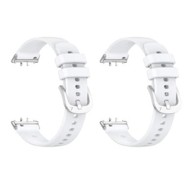 Imagem de Pacote com 2 pulseiras de relógio compatíveis com Samsung Galaxy Fit 3 SM-R390, pulseira esportiva de silicone macio, para mulheres e homens