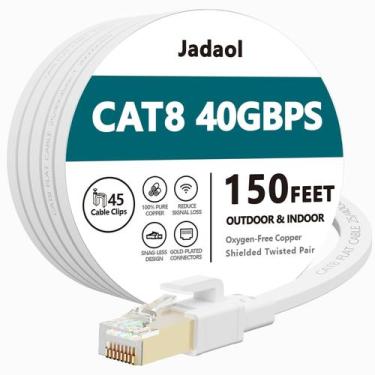 Imagem de Cabo Ethernet Jadaol Cat8 150 pés (45,72 m) 40 Gbps 2000 MHz branco