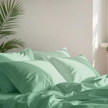 Imagem de Jogo de Cama Casa Di Valle Queen Extra Macio IMPORTADO, Verde Claro