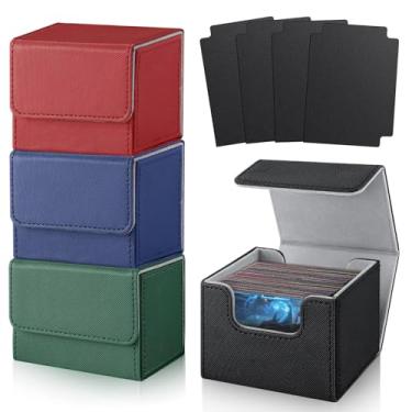 Imagem de TiopLior Card Deck Boxs Fit for MTG Deck Box with Black Card Dividers, 4 Pack Horizontal Leather Deck Cards Box for TCG Magic Commander Trading Card Decks Storage Box