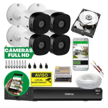 Imagem de Kit 4 Câmeras Segurança Full Hd Vhd 1220b Dvr 3008 - INTELBRAS