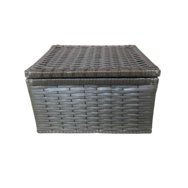 Imagem de Baú Cesta Caixa Organizadora De Fibra Sintética 40x32x23,Quarto, cozinha, varanda, banheiro(Argila)