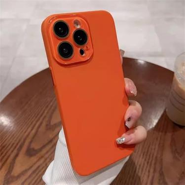 Imagem de Capa protetora de lente de cobertura total fosca simples para iPhone 16, 15, 14, 13, 12, 11 Pro Max Plus, capa rígida de PC ultrafina, laranja, para iPhone 14 Plus