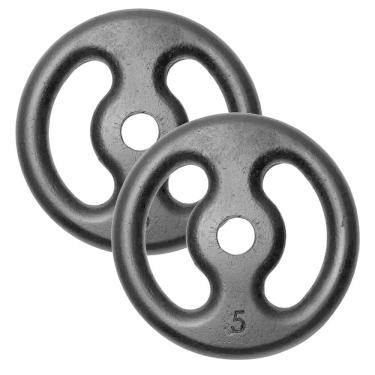 Imagem de Kit 2 Anilhas 5Kg Fitness Ferro Pintada Academia Treino 10Kg