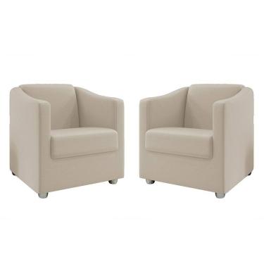 Imagem de Kit 2 Poltronas Decorativa Bia Suede Bege Dal Poz Estofados