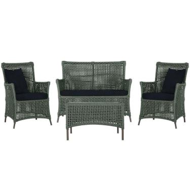 Imagem de Jogo Sofá 2 Poltronas E Mesa Igapó Marrom E12 Trama Original Verde