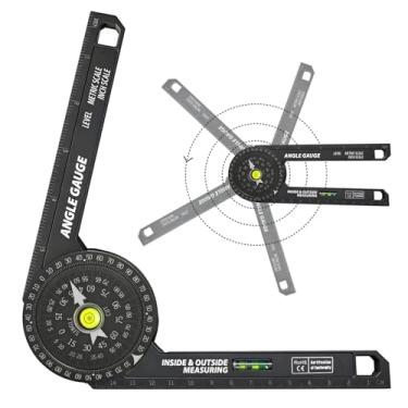 Imagem de Transferidor de serra de esquadria, transferidor de 17 cm com nível, marcação a laser de alta precisão, instrumento de medição de ângulo de esquadria de 360° para carpinteiros, decoradores