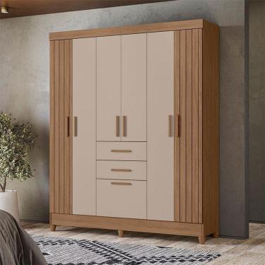 Imagem de Guarda Roupa Solteiro Ambiente Malta 7 Portas Carvalho Fendi - Moval