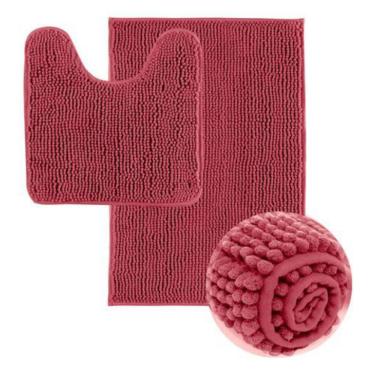 Imagem de Jogo Tapete De Banheiro Macarrão 2 Peças - Vermelho