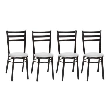 Imagem de Kit 4 Cadeiras Cp81 Pintadas Pretas Treparoni Preto Com Branco