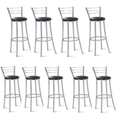 Imagem de Kit 9 Banquetas Para Bancada Cromada Grazi Preto