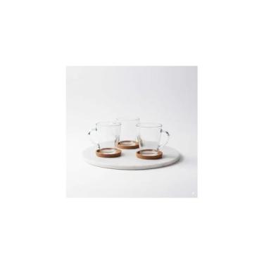 Imagem de Murlin Conjunto de 3 Canecas de Vidro, 265ml, Design Moderno, Transparente, 10cm x 9cm, para Bebidas Quentes e Frias