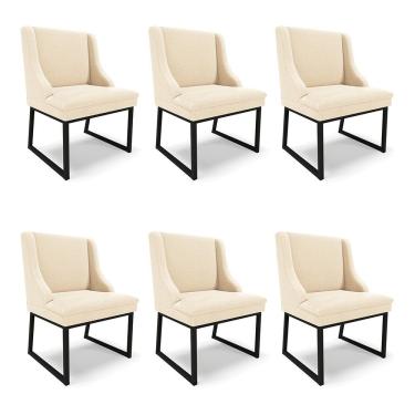 Imagem de Cadeira Sala De Jantar Industrial Preto Kit 6 Liz Bouclê D03 - D'rossi Azul