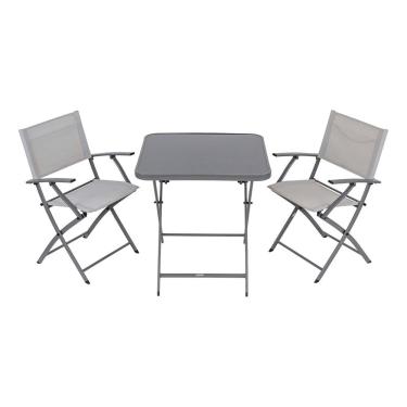 Imagem de Conjunto De Jardim Aco Branco 3 Pecas Mesa E 2 Cadeiras