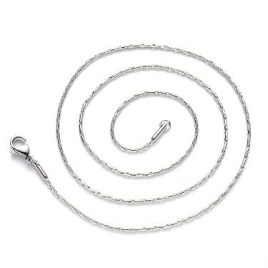 Imagem de 1 colar de corrente de aço inoxidável Boston com fecho de garra de lagosta para fazer joias DIY, 19.68 inch(50cm)x1.6mm, Metal, Sem Pedra Preciosa