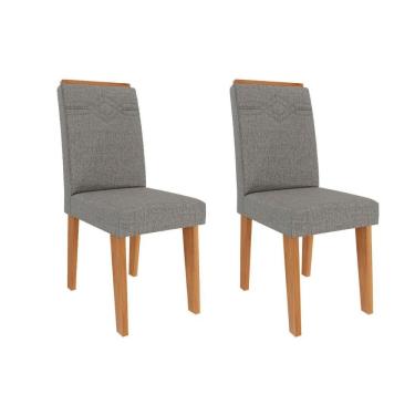 Imagem de Kit 2 Cadeiras Sala Jantar Taís 2 Un Cinamomo-linho Grafite - Cimol