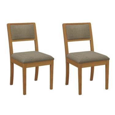 Imagem de Kit 2 Cadeiras De Cozinha Alice 2cmm003ca Premium Madeira Maciça 2 Un Carvalho-boucle Bege Fendi - Kappesberg