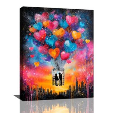 Imagem de Banksy Street Graffiti Wall Art Balloon Canvas Wall Decor Pictures Prints Artwork Decorações Emolduradas para Sala de Estar Escritório Quarto Banheiro Presentes 30.5 cm x 40.6 cm