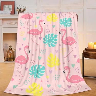 Imagem de Cobertor de flamingo, presentes fofos de flamingo, para mulheres, meninas, cobertor rosa de lã tropical, felpudo, macio, macio, roupa de cama quente para crianças e adultos, 102 x 127 cm