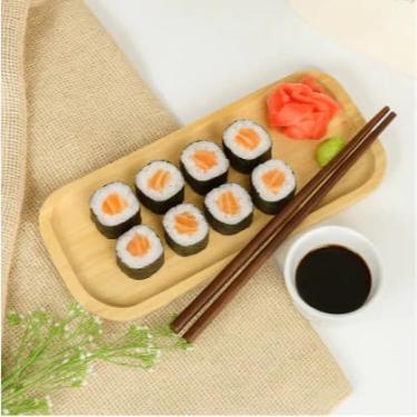 Imagem de Petisqueira Bambu Retangular Bandeja Tábua Petiscos Bambu Queijos Frios Doce Servir Madeira